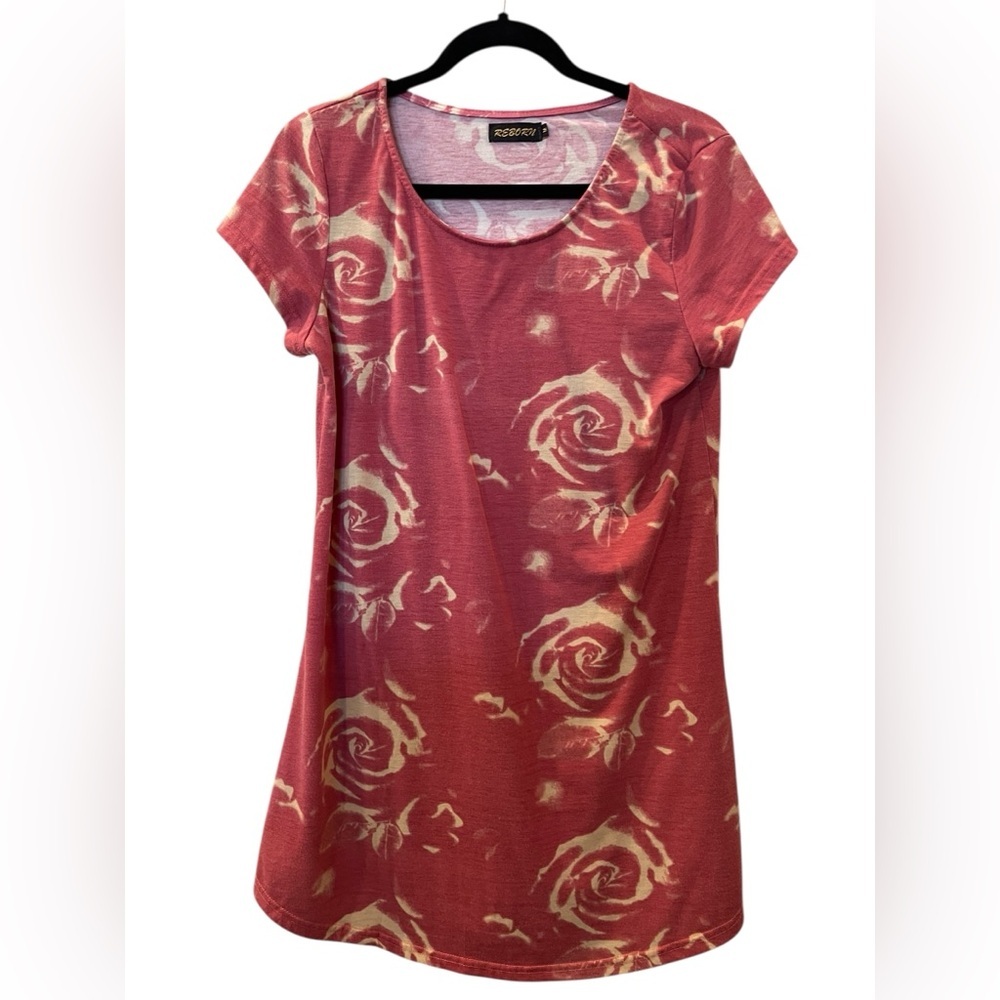 Reborn Women’s Pink Cream Geo Floral Dress Size: Medium